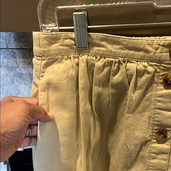 J Crew Beige and Pink Button-Down Linen Cotton Blend Skirt Size Medium - Picture 2 of 11